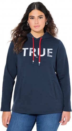 Ulla Popken TRUE Lettering Hoodie Navy Blue - Sviitrid ja dressipluusid - 