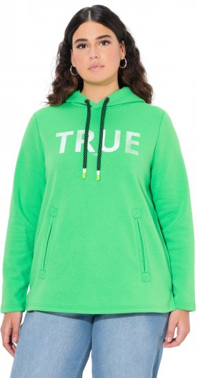 Ulla Popken TRUE Lettering Hoodie Mint Green - Sviitrid ja dressipluusid - 