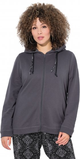 Ulla Popken Snake Detail Zip-Up Hoodie Graphite Grey - Sviitrid ja dressipluusid - 