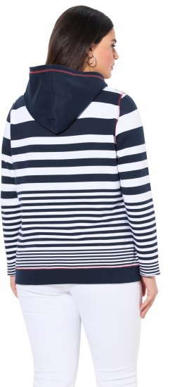 Ulla Popken Oversized Striped Long Sleeve Hoodie Ink Blue - Sviitrid ja dressipluusid - 