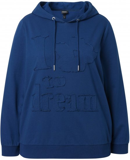 Ulla Popken Applique Lettering Hooded Sweatshirt Dark Blue - Sviitrid ja dressipluusid - 