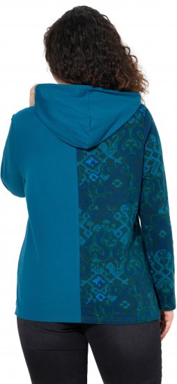 Ulla Popken Split Print LOVE Hoodie Teal - Sviitrid ja dressipluusid - 