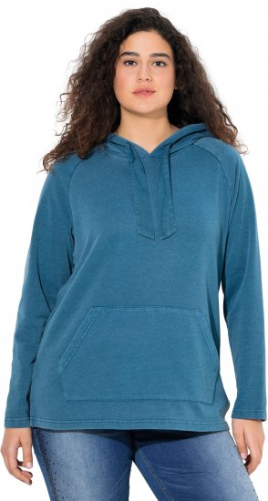 Ulla Popken Rhinestone Drawstring Moon Wash Hoodie Teal - Sviitrid ja dressipluusid - 
