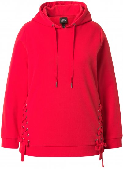 Ulla Popken Decorative Lace-Up Hoodie Lychee - Ulla Popken - 