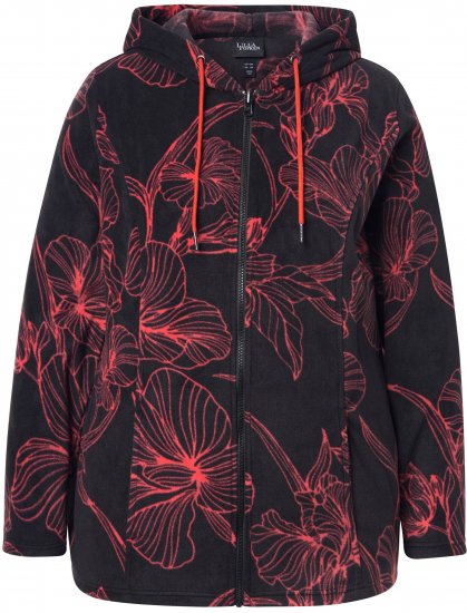 Ulla Popken Fleece Flower Print Zip-Up Hoodie Black - Sviitrid ja dressipluusid - 