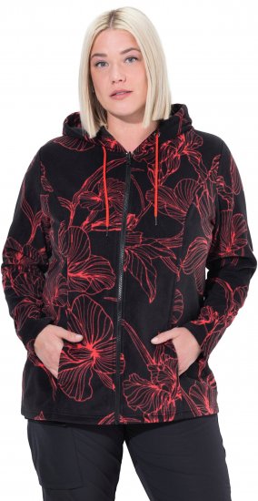 Ulla Popken Fleece Flower Print Zip-Up Hoodie Black - Sviitrid ja dressipluusid - 