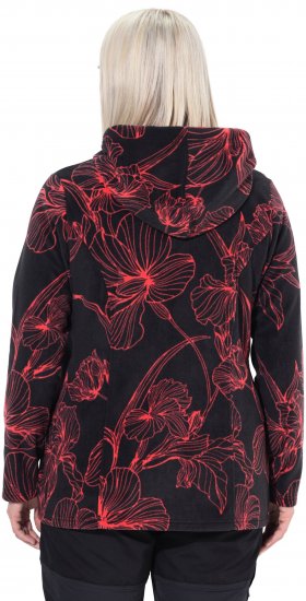 Ulla Popken Fleece Flower Print Zip-Up Hoodie Black - Sviitrid ja dressipluusid - 