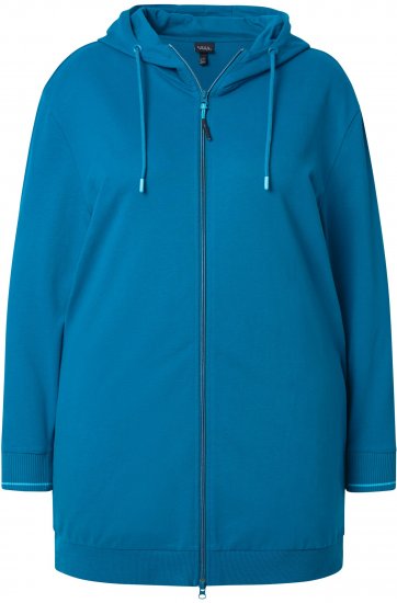 Ulla Popken Contrast Piping Zip-Up Hoodie Smoke Blue - Sviitrid ja dressipluusid - 