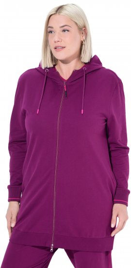 Ulla Popken Contrast Piping Zip-Up Hoodie Pink Berry - Sviitrid ja dressipluusid - 