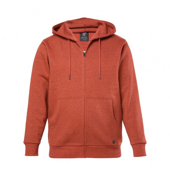 JP1880 Hoodie With Zipper Brick Brown - Sviitrid ja dressipluusid - Meeste suured kapuutsiga jakid suurustes 2XL – 14XL