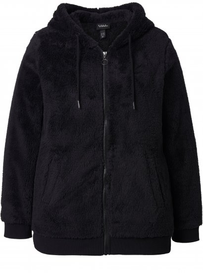 Ulla Popken Teddy Fleece Zip-Up Hoodie Black - Sviitrid ja dressipluusid - 
