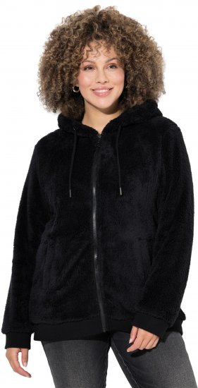 Ulla Popken Teddy Fleece Zip-Up Hoodie Black - Sviitrid ja dressipluusid - 