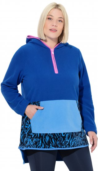 Ulla Popken Color Block Fleece Hoodie Denim Blue - Sviitrid ja dressipluusid - 