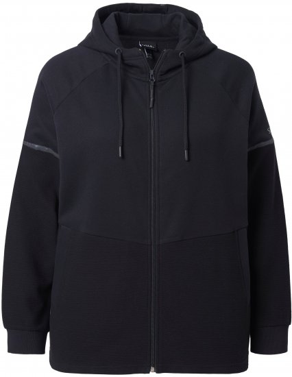 Ulla Popken Mix Fabric Reflective Trim Zip Hoodie Black - Sviitrid ja dressipluusid - 