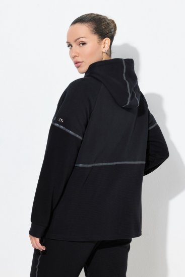 Ulla Popken Mix Fabric Reflective Trim Zip Hoodie Black - Sviitrid ja dressipluusid - Mugavad dressipluusid ja kudumid