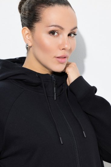Ulla Popken Mix Fabric Reflective Trim Zip Hoodie Black - Sviitrid ja dressipluusid - Mugavad dressipluusid ja kudumid