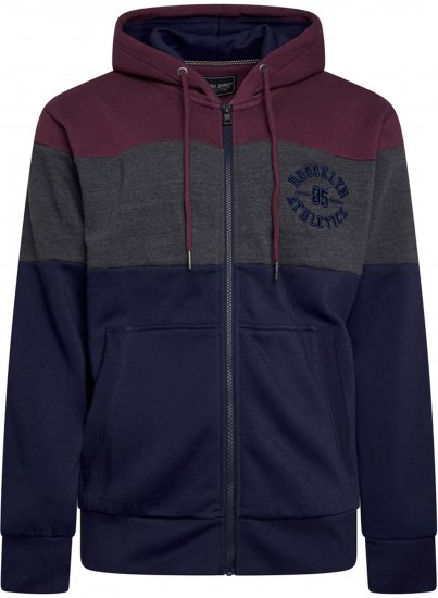 Kam Jeans 7083 Zip Thru Cut & Saw Brooklyn Hoodie Fig - Sviitrid ja dressipluusid - Meeste suured kapuutsiga jakid suurustes 2XL – 14XL