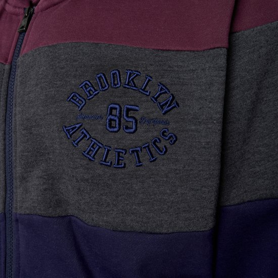 Kam Jeans 7083 Zip Thru Cut & Saw Brooklyn Hoodie Fig - Sviitrid ja dressipluusid - Meeste suured kapuutsiga jakid suurustes 2XL – 14XL