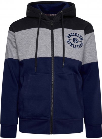 Kam Jeans 7083 Zip Thru Cut & Saw Brooklyn Hoodie Jet Black - Sviitrid ja dressipluusid - Meeste suured kapuutsiga jakid suurustes 2XL – 14XL