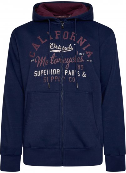 Kam Jeans 7085 Californai Zip Thru Hoodie Navy - Sviitrid ja dressipluusid - Meeste suured kapuutsiga jakid suurustes 2XL – 14XL