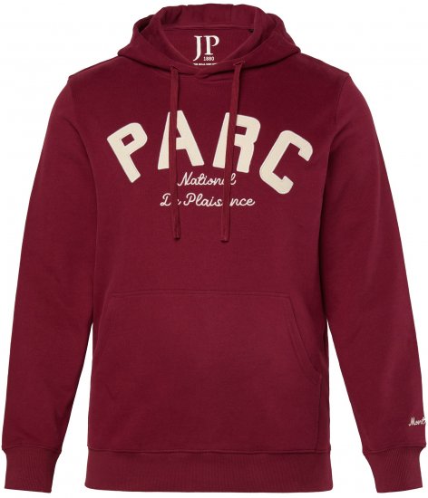 JP1880 Hoodie with Embroidery Aubergine - Sviitrid ja dressipluusid - Meeste suured kapuutsiga jakid suurustes 2XL – 14XL