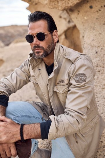 JP1880 Field Jacket with Badges Vintage Look Dark Beige - Jakid ja joped - Joped, suured suurused: 2XL – 12XL