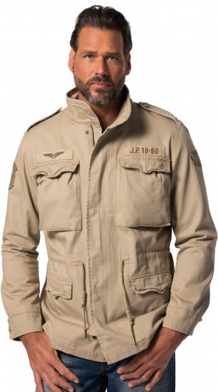 JP1880 Field Jacket with Badges Vintage Look Dark Beige - Jakid ja joped - Joped, suured suurused: 2XL – 12XL