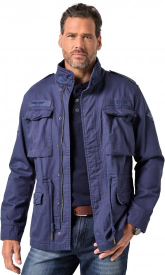 JP1880 Field Jacket with Badges Vintage Look Light Azure Blue - Jakid ja joped - Joped, suured suurused: 2XL – 12XL