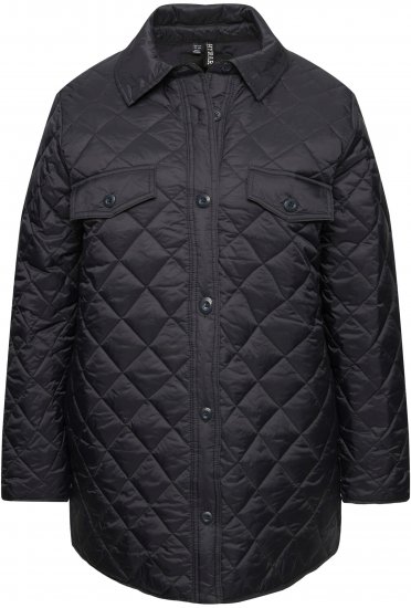 Ulla Popken Quilted Water Repellent Shirt Jacket Black - Joped - 