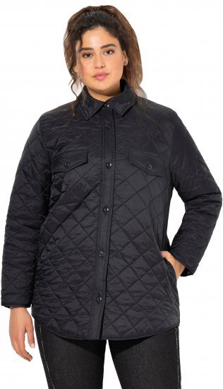Ulla Popken Quilted Water Repellent Shirt Jacket Black - Joped - 