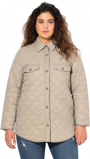 Ulla Popken Quilted Water Repellent Shirt Jacket Medium Grey - Joped - 