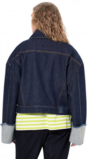 Ulla Popken Stretch Fit Cropped Denim Jacket Rinsed Wash - Joped - 