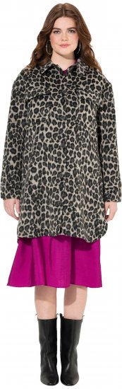 Ulla Popken Leopard Print Shirt Jacket Black - Joped - 