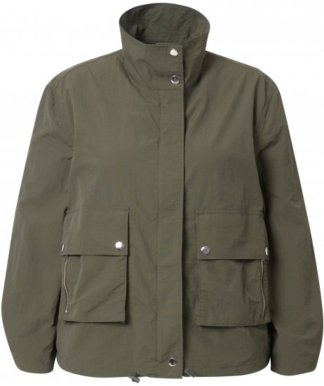 Ulla Popken Cargo Style Elastic Hem Jacket Olive Grey - Joped - 