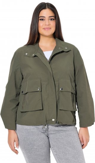 Ulla Popken Cargo Style Elastic Hem Jacket Olive Grey - Joped - 