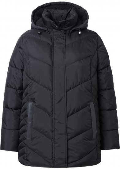 Ulla Popken HYPRAR Reflective Detail Quilted Jacket Black - Joped - 