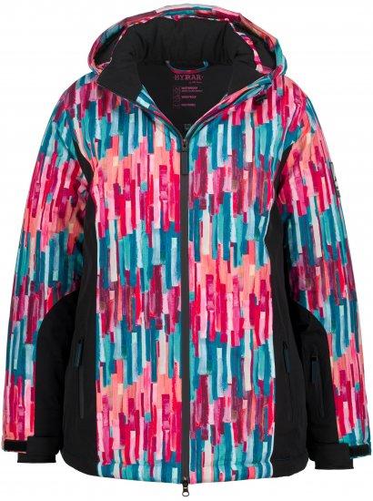 Ulla Popken HYPRAR Graphic Stripe Fully Lined Ski Jacket Teal - Joped - 