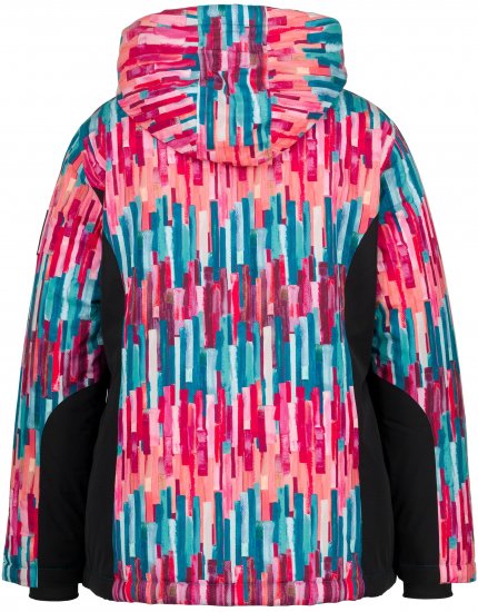 Ulla Popken HYPRAR Graphic Stripe Fully Lined Ski Jacket Teal - Joped - 