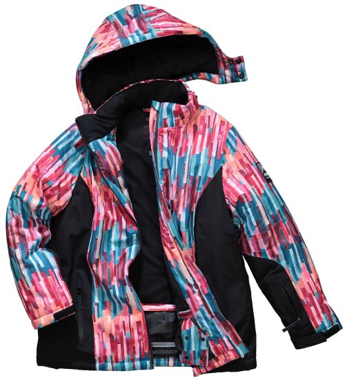Ulla Popken HYPRAR Graphic Stripe Fully Lined Ski Jacket Teal - Joped - 