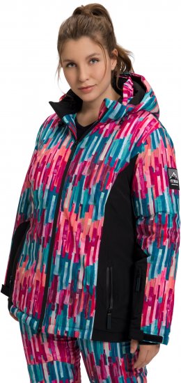 Ulla Popken HYPRAR Graphic Stripe Fully Lined Ski Jacket Teal - Joped - 