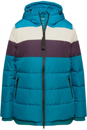 Ulla Popken HYPRAR Striped Triple Function Fully Lined Quilted Jacket Dark Petrol - Joped - 