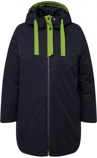 Ulla Popken HYPRAR Triple Function Contrast Trim Quilted Lining Jacket Navy - Joped - 