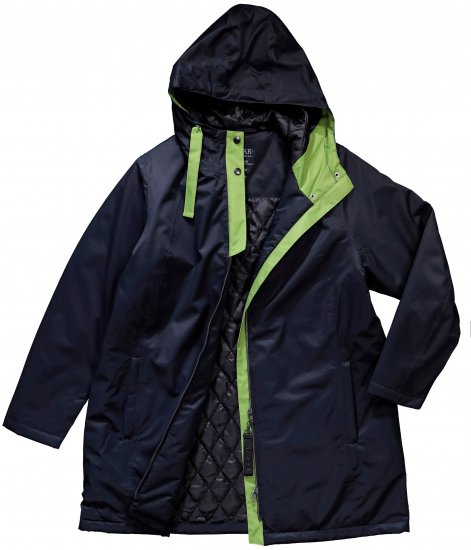 Ulla Popken HYPRAR Triple Function Contrast Trim Quilted Lining Jacket Navy - Joped - 
