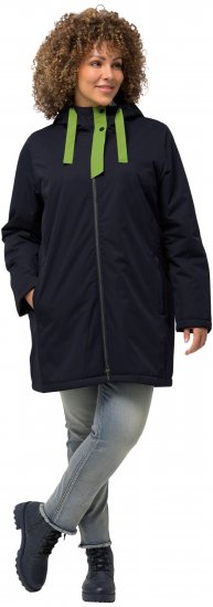 Ulla Popken HYPRAR Triple Function Contrast Trim Quilted Lining Jacket Navy - Joped - 