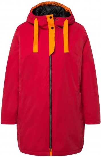 Ulla Popken HYPRAR Triple Function Contrast Trim Quilted Lining Jacket Salsa Red - Joped - 