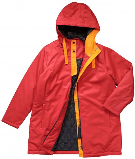 Ulla Popken HYPRAR Triple Function Contrast Trim Quilted Lining Jacket Salsa Red - Joped - 