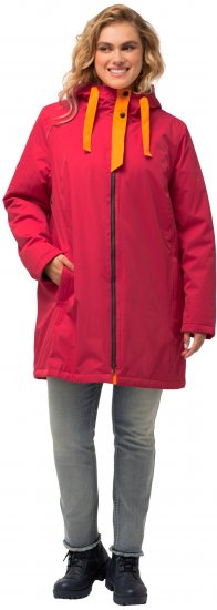 Ulla Popken HYPRAR Triple Function Contrast Trim Quilted Lining Jacket Salsa Red - Joped - 