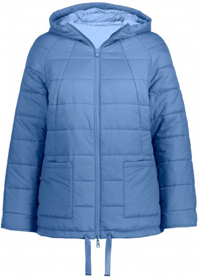 Ulla Popken Reversible Butterfly Print Fully Lined Quilted Jacket Blue Denim - Joped - 