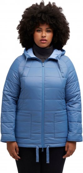 Ulla Popken Reversible Butterfly Print Fully Lined Quilted Jacket Blue Denim - Joped - 