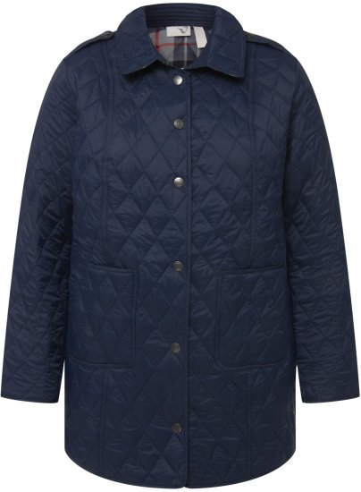 Ulla Popken Quilted Jacket with Plaid Lining Navy - Joped - 